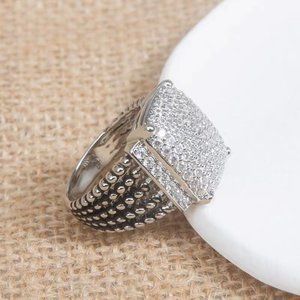 David Yurman  Silver Chatelaine ring wdiamonds sz 7